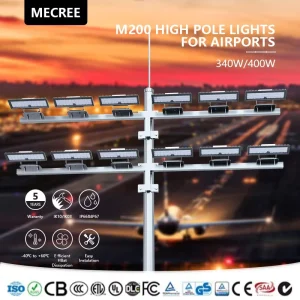 RoHS CE Certified 5 Year Warranty LED High Mast Lighting 340W/400W IP66&IP67 Sports Stadiums Dimmable DMX/DALI/0-10V
