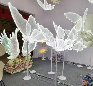 Romantic LED Butterfly Wings Hanging Lamp for Wedding Decorations AC Powered for Party Stage & Roadway Walkway