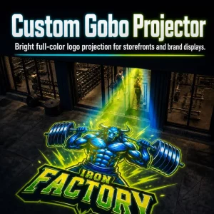 Rotating Custom Logo Gobo Projector Outdoor LED Projection Light for Storefront Sign Wall Floor Commercial Display