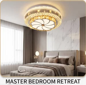 Round Crystal LED Ceiling Light Decorative Indoor Ceiling Lamp for Living Room Bedroom Hotel