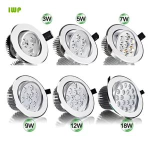 Round Dimmable Downlight 3W 4W 5W 7W 9W 12W 18W LED Ceiling Spotlight Embedded High power Ceiling Spotlight Ac85 265V