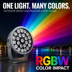 Round High Power LED Projector Light 150W 200W IP66 DMX512 RGB & Monochrome AC85 265V Bridge Commercial Building Facade