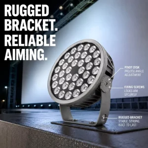 Round High Power LED Projector Light 180W 200W 240W IP66 DMX512 RGB & Monochrome AC85 265V Bridge Commercial Building Facade