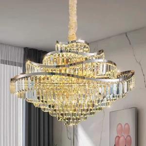 Round Indoor Luxury Ceiling Chandelier Black Gold LED Home Modern Crystal Chandeliers Pendant Lights