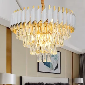 Round Indoor Luxury Ceiling Chandelier LED Pendant Light Gold Black 220V Contemporary