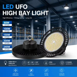 Round LED UFO High Bay Light 100W 150W 200W 240W Dimmable Highbay LED Lights Commercial Industrial Lighting
