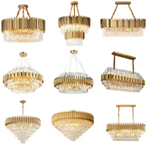 Round Modern Led Crystal Chandelier Ceiling Light Pendant Ceiling Light Modern Metal Luxury Chandeliers Light Pendants