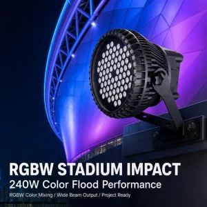 Round Outdoor 150W 240W Single Color RGBW High Power Flood Light for Building Facade Pillar Architectural Column Lighting D300