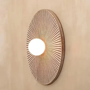 Round Retro Art Scalloped Wall Lamp for Bedroom Bedside Home Office