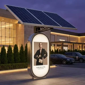 Round Solar LED Light Box IP65 Outdoor Waterproof Aluminum Acrylic UV Film Sign Custom