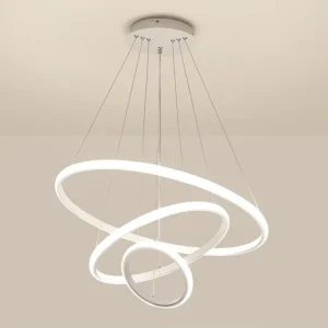 Round Suspended Ceiling White Design 3 Ring Acrylic 80 Living Room Modern LED Chandelier Light Pendant Lamp