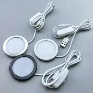 Round Ultrathin LED Light Base USB 5V Cabinet Light Puck Light Warm White RGB Color Plastic Bedroom Toy Figurine 3D Model