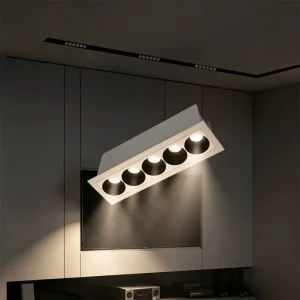 Row Deep Bowl Linear Recessed Grille Light for Modern Showroom Orderly Exhibit Wall Gentle Glare Reducing Accent Ceiling Lamp