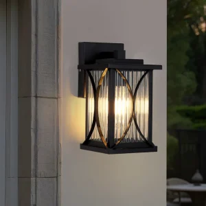 Rust-Resistant Outdoor Wall Lamp E26 60W Iron+Glass IP65 Waterproof Durable for Coastal Areas