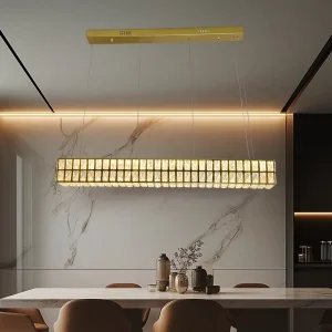 SAA Certification Golden Long Crystal Restaurant Bar 80W Pendant Light Chandelier