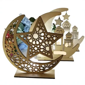 SG. Mubarak Ramadan Eid Moonlight Lamp Home Decor Kids Night Lights Wood Model Muslim Festival Hanging Ornaments