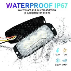 SM3015 Ultra Slim 3 Led Surface Mount Strobe Light ECE R65 R10 IP67 19 Patterns 12 24V Amber Red Blue Warning 3 Years Warranty