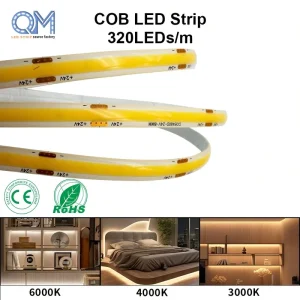 Seamless Architectural COB LED Strip Light 24V 6000K Cool White CRI90 Linear Lighting