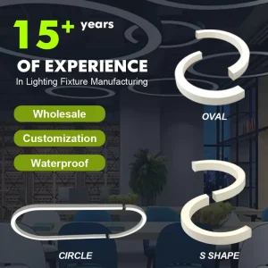 Seamless Connectable LED Linear Light Modular S Shape Circle Oval CCT Adjustable IP20 Rated 3-Year Warranty Office Commercial