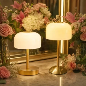 Senya Pro Luxury Scallop Shade Velvet Pole Cordless Table Lamp Warm Battery Light USB Rechargeable for Outdoor Cafe Wedding