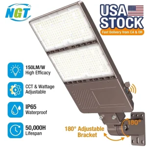 Shoebox Light US Stock 100W To 320W 100V 480V IP65 Outdoor Area Road Pole Lighting Smart Lamp LED Parking Lot Street Flood Light