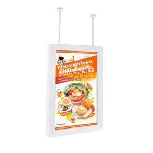 Shopfront Hanging Double Sided Illuminated Aluminum Alloy Light Box Rounded Edges Ultra Thin LED Advertising Sign White