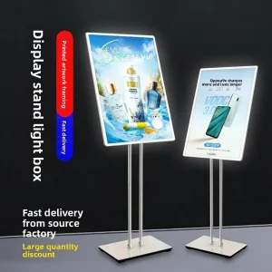 Shopping Mall Menu Display Stand LED-powered Illuminated Poster Ultra-thin Pull-out Graphic Mobile Light Box Advertising