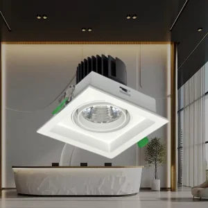 Shopping Mall Refit Square Rotatable Grille Spotlight Recessed Downlight for Boutique Window Display Accent Lighting