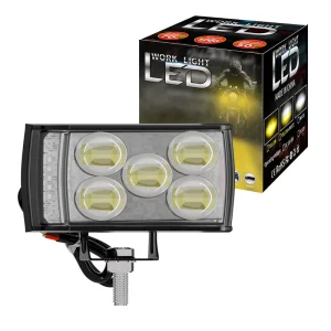 Short 5 LED Front Work Light Amber White Dual Color IP65 Waterproof Driving Spotlight Universal Motorcycle Truck SUV ATV 12-85V