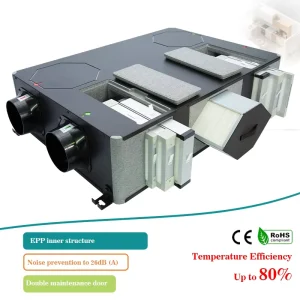 Side Access ERV HRV EPP Insulation Bypass Intelligent Defrost 26dB Low Noise APP Control PM2.5 CO2 RH Sensor