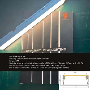 Silver Aluminum Profile 50*35MM Alloy Aluminum T5 Extrusion Housing LED Linear Strip with Diffused Cover