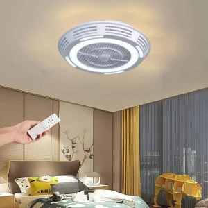 Simple Bedroom Kitchen Bathroom Ventilation LED Circulating Fan Light Tri Color Temperature Dimming Ceiling Fan Lamp