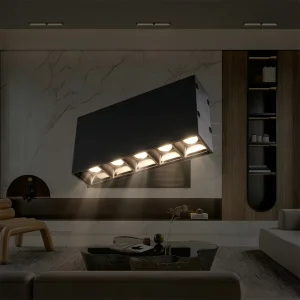 Simple Black Multi Head Linear Ceiling Light Anti Glare Surface Grille Lamp for Living Room Office Retail Lighting