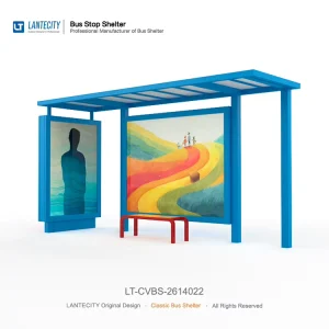 Simple Bus Shelter With Advertising Light Box for Outdoor Use