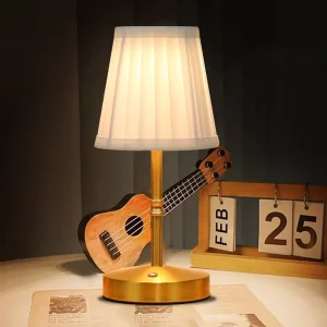 Simple Fabric Golden Rechargeable Warm Light Reading Lamp LED Retro Bar Table Lamp