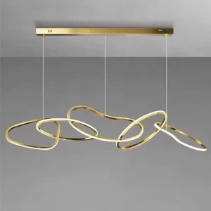 Simple Hanging Decorative Circle Rings Pendant Lighting Aluminum Gold Luxury Indoor Modern Led Chandeliers