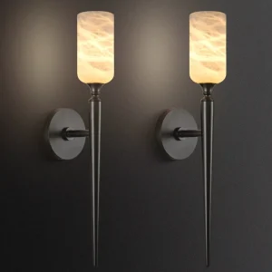 Simple Italian Style Alabaster Wall Light, Decor Long Arm Lamp Suitable for Home, Villa and Hotel Public Area