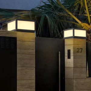 Simple Landscape Solar LED Decorative Garden Wall Lamp IP65 Waterproof Black Aluminum Door 80 E27 Gate Pillar Lights Dimmable