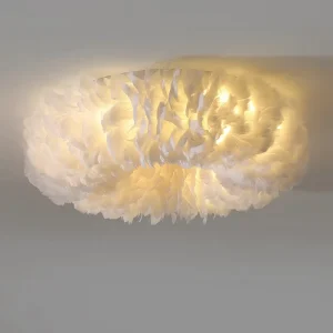 Simple Modern Bedroom Ceiling Lamp Warm Romantic Lighting for Children’s Main Bedroom Feather Design