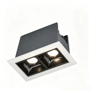 Simple Modern Square Recessed Double Spot Grille Fixture Anti Glare Lamp for Residential and Business Lighting