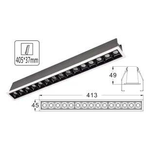 Simple Multi Head Recessed Linear Grille Anti Glare Ceiling Light LED Downlight for Living Room and Kitchen