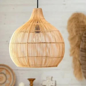 Simply Design Rattan Chandeliers Pendant Lights for Restaurant with Free Led Light Bulb