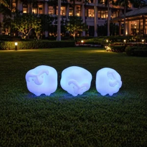 Simulated Multi-Color Glowing Sheep Lamp Rechargeable Lithium Battery for Outdoor Lawn Home Garden Landscape Decoration
