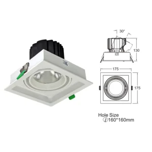 Single Unit Rotatable Square Grille Recessed Light for Small Cafe Single Counter Wall Ornament Gentle Interior Highlight Fixture