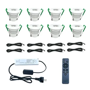 Single-color 8-piece Set of Mini Downlights Ceiling Spotlights Recessed Spotlights DC12V with Transformer