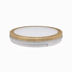 Sleek Round LED Ceiling Light With White Black and Wood Effect Frames Indoor Fixture for Home and Office