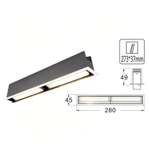 Slender Multi Eye Embedded Grille Downlight for Resort Hotel Narrow Lounge Wall Even Soft Decorative Ceiling Fixture