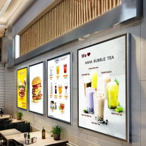 Slim A1 Rectangle Advertising Light Boxes with Hanging Option for Restaurant LED Menu A4 Size Aluminum Frame