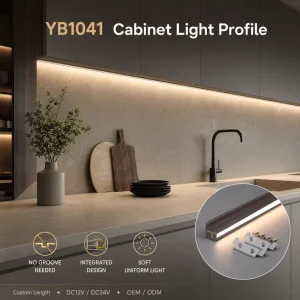Slim Aluminum Cabinet LED Profile Light with Built in Handle Modern Indoor Lighting for High End Kitchen Furniture YB1041 25