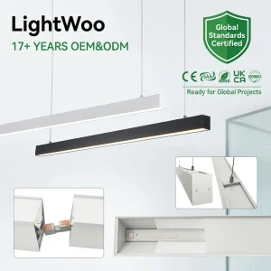 Slim Decorative Surface Hanging Aluminum Linkable Dimmable Tube High Bay Light Commercial Office Showroom Gym LED Linear Light
